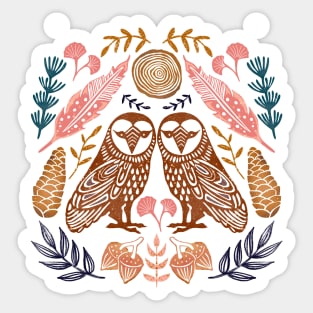 Owl folk art Sticker